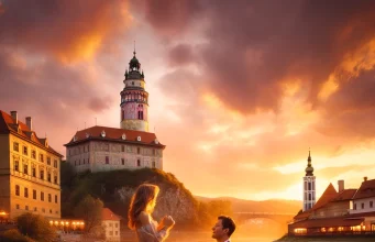 Sunset Proposals in Český Krumlov: Best Locations to Capture the Golden Hour and Add a Magical Touch to Your Proposal Photos